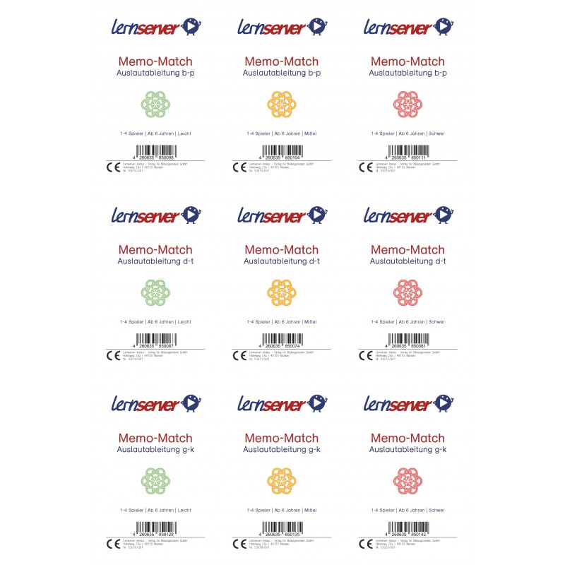 Spiele-Set Auslautableitung g-k, b-p, g-k